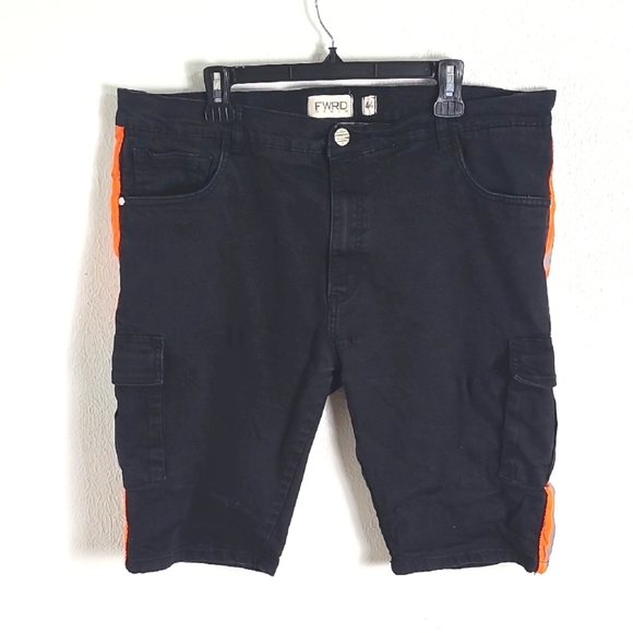 FWRD Black and Orange Cargo Shorts, Size 44 - Picture 1 of 10